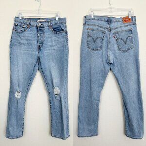 Levi's Wedgie Straight Jeans Light Wash Distressed Button Fly 32x28 Waist 32